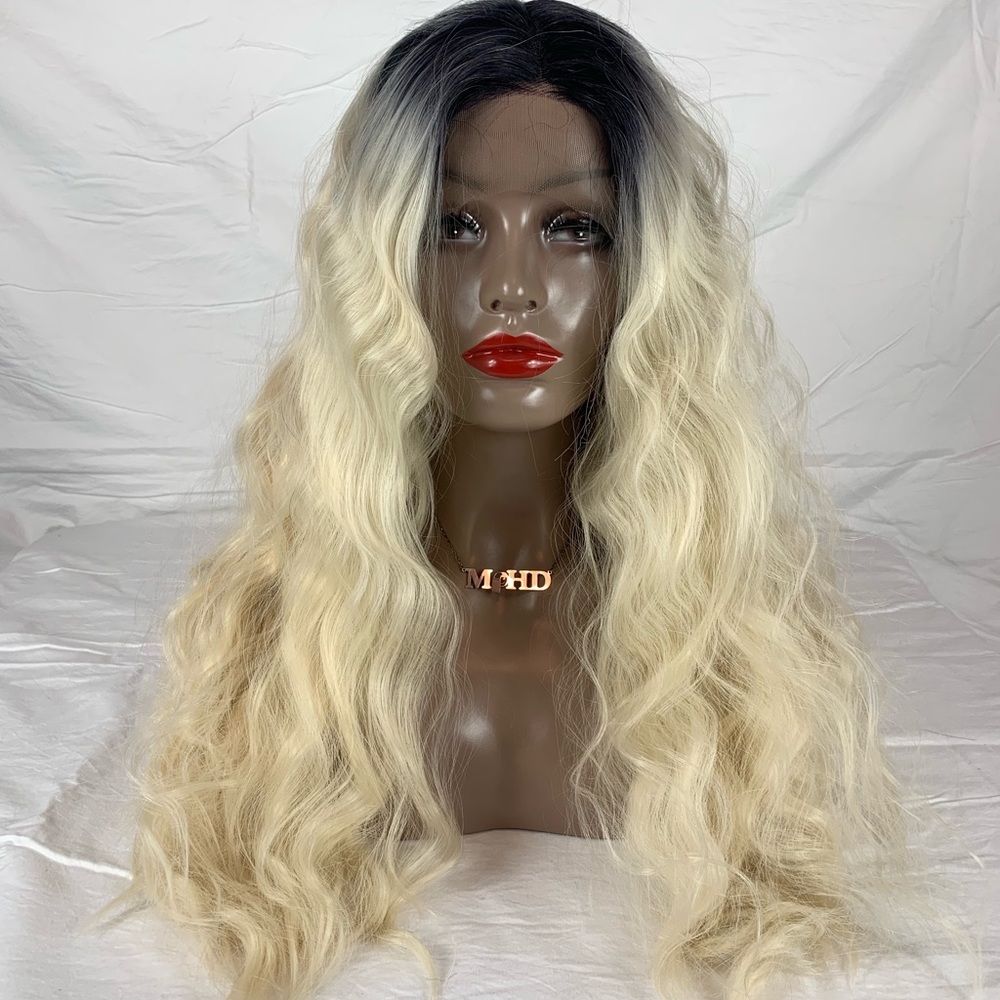 Lace front wig (color 613 with dark root 1b)